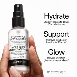 Hydrate: Clinically proven to deliver 12-hour hydration. Support: Improves skin barrier function for 12 hours*
Glow: Delivers an instant glow - even over makeup** *96-hr clinical patch-test on 31 people **2 week consumer trial of 103 people