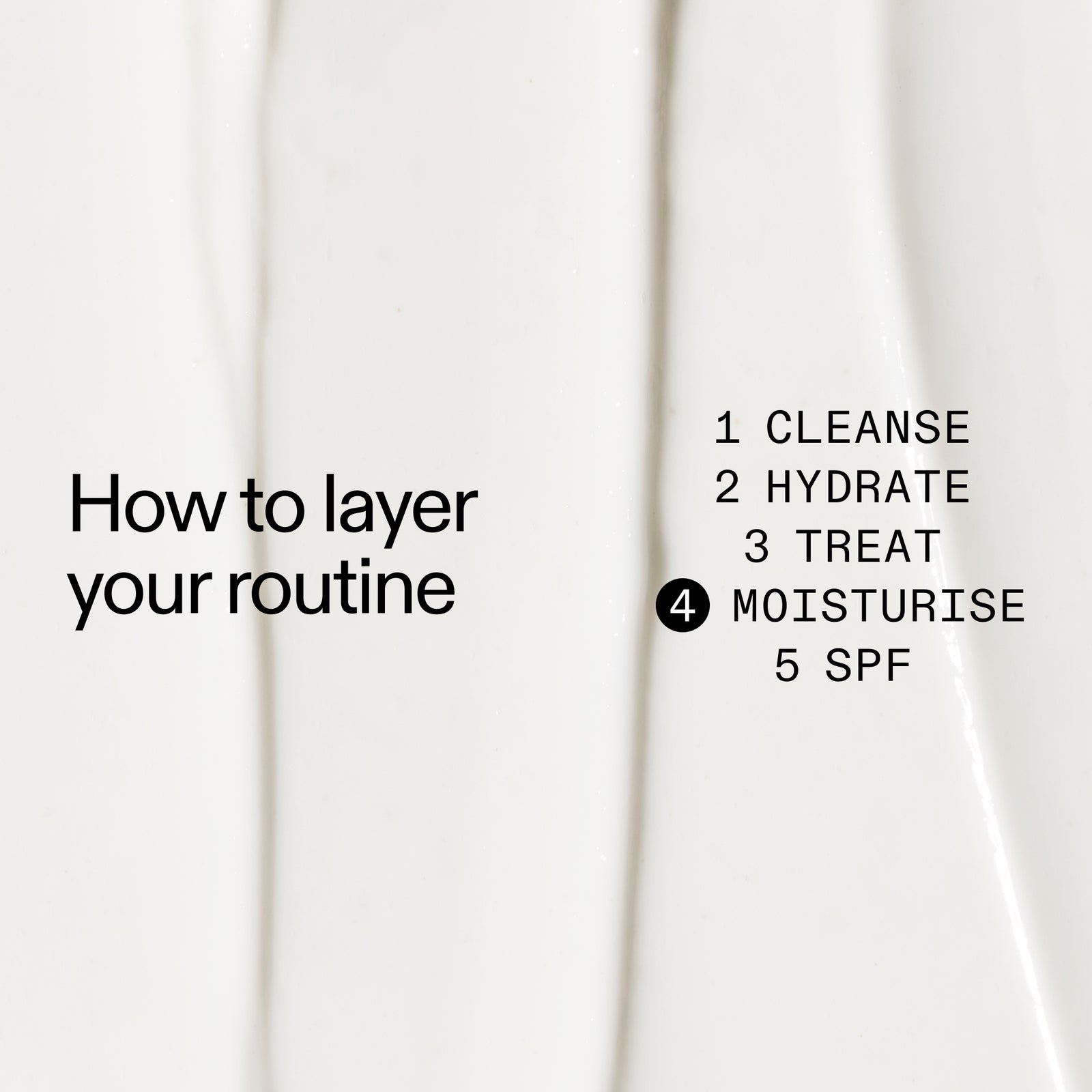 Text on a white background explaining how to layer 10% Urea Moisturiser in  a skincare routine.