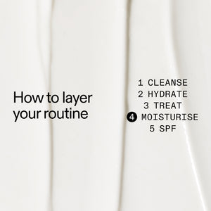 Text on a white background explaining how to layer 10% Urea Moisturiser in  a skincare routine.