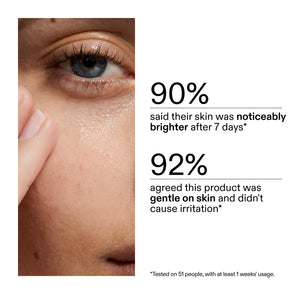 Product advertisement showing a close-up of skin with text about product effectiveness of Fulvic Acid Cleanser in a clinical study