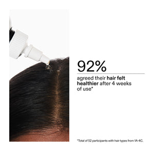 Key claim of healthier hair after 4 weeks using Glycolic Acid Exfoliating Scalp Scrub