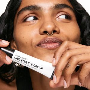 Model with caffeine eye