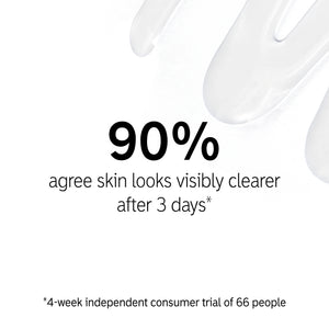 90% agree skin looks visibly clearer after 3 days* *4 week independent consumer trial of 66 people