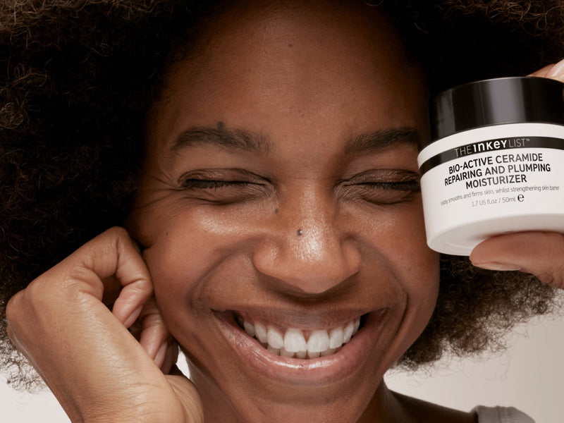 Model  holding the Bio-Active Ceramide Repairing and Plumping Moisturizer
