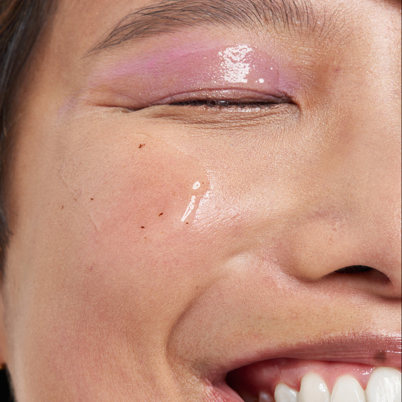 Model with goop on face