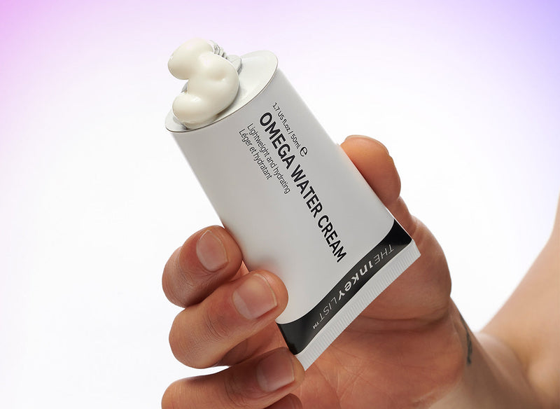 Model holding Omega Water Cream