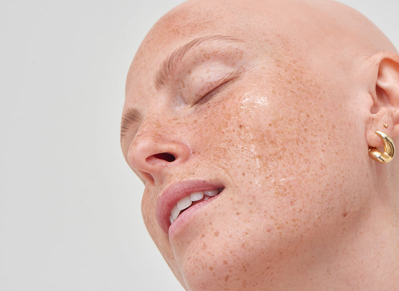 Model with Collagen her face