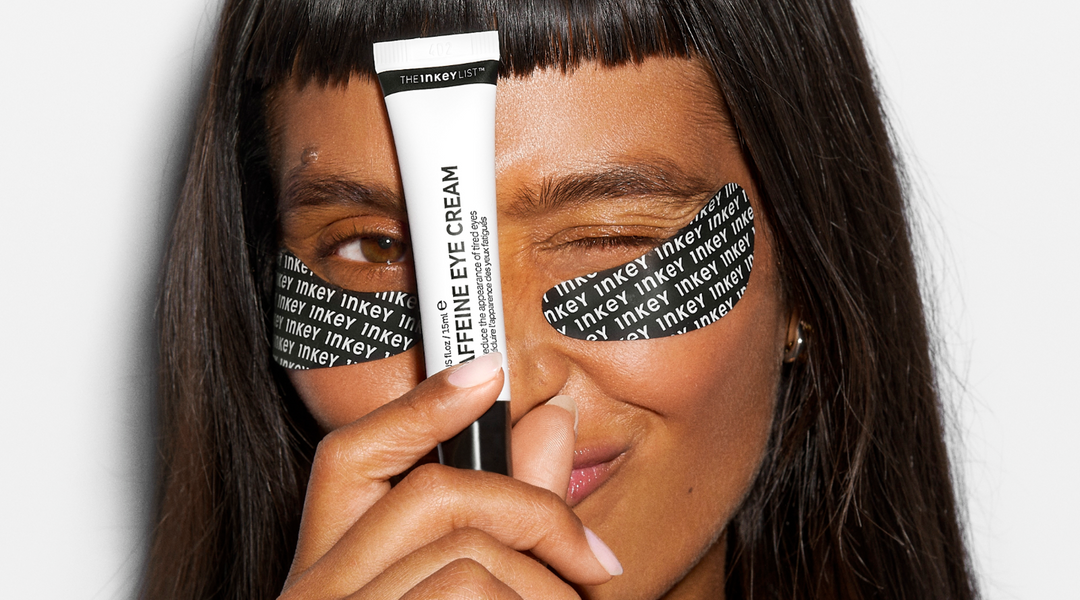 Model with Caffeine Eye Cream and Eye Patches