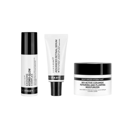 Three skincare products from Inkey List on a white background