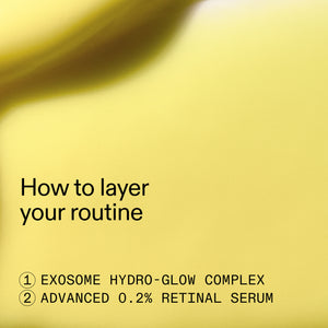 Yellow background with text on how to layer a skincare routine.