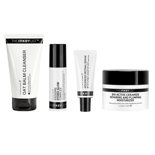 Set of skincare products from The Inkey List on a white background