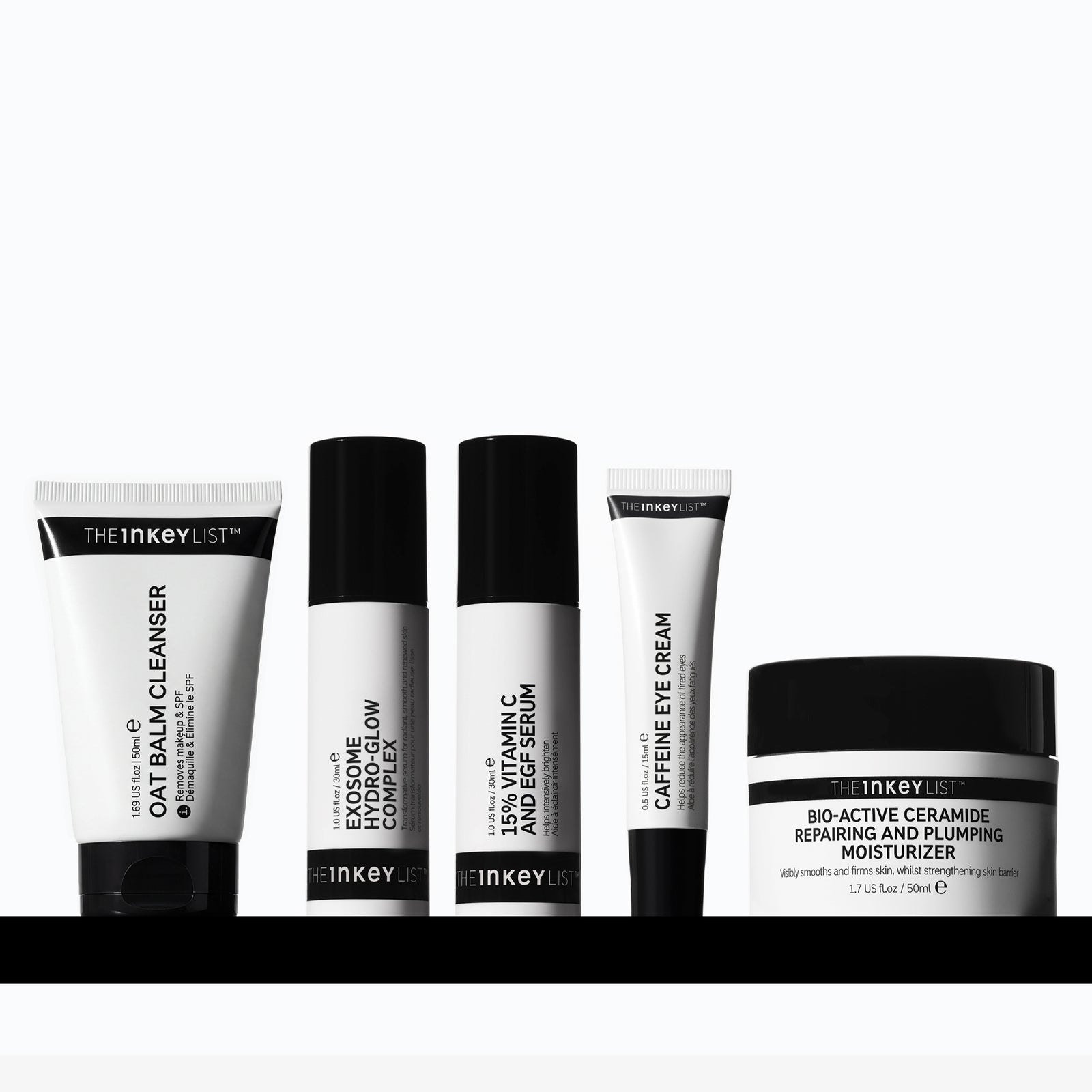 Collection of The Inkey List skincare products on a white background