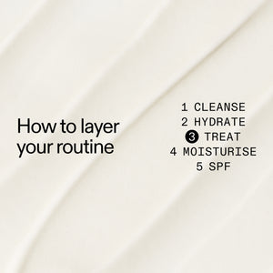 Text on a beige background explaining how to layer aBrighten-i Eye Cream in a skincare routine.