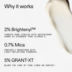 Brighten-i Eye Cream ingredients with text on a white background