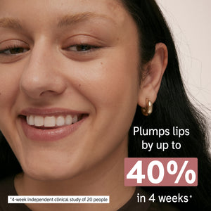 Plumps lips by up to 40* in 4 weeks *4-week clinical study of 20 people