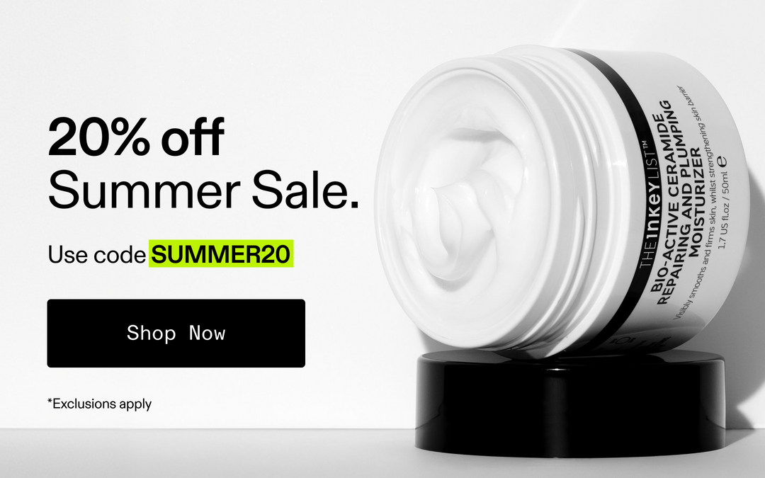 Cosmetic jar with a promotional message for a summer sale on a white background