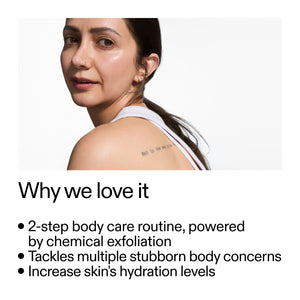Image of a woman, with text about the skincare routine