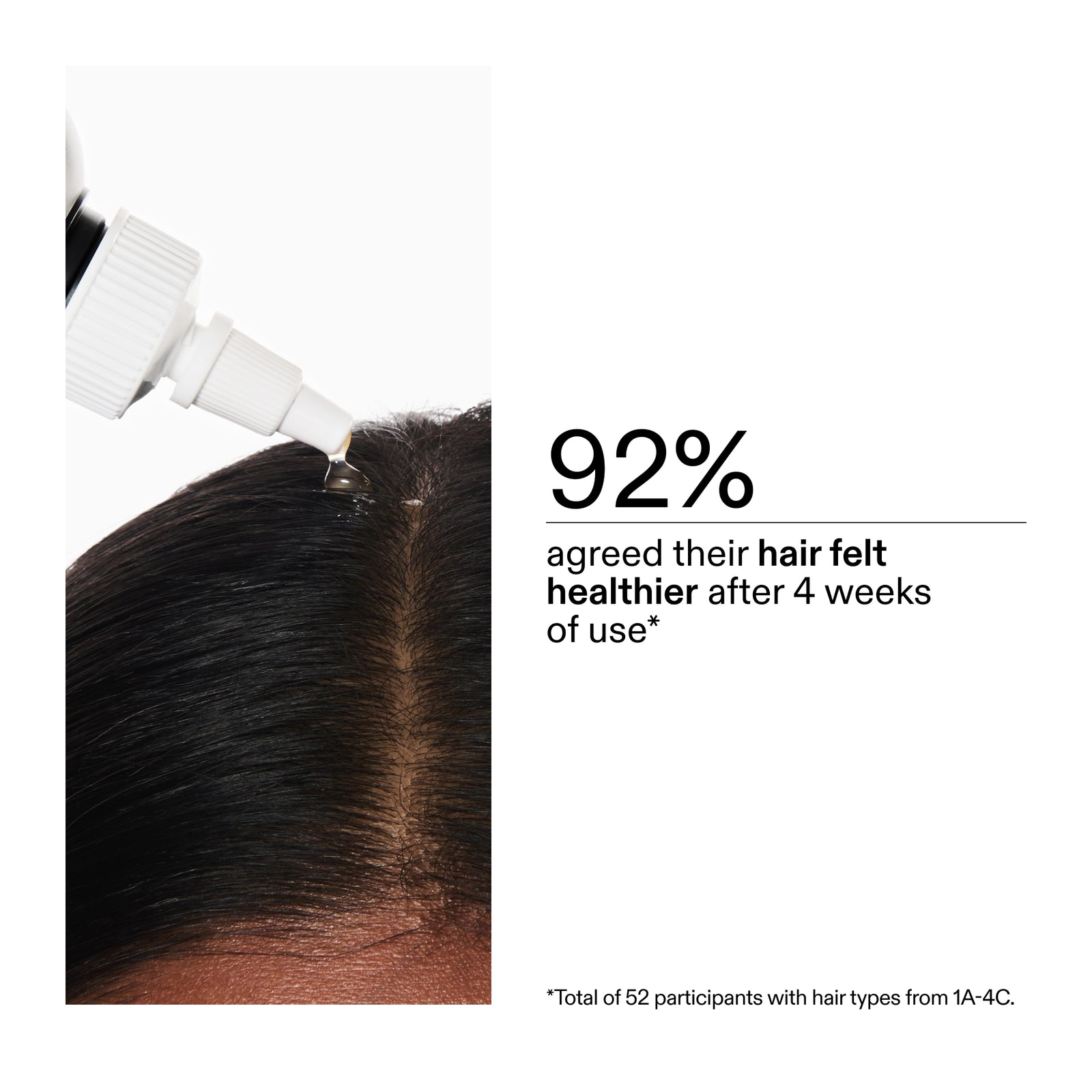 Key claim of healthier hair after 4 weeks using Glycolic Acid Exfoliating Scalp Scrub