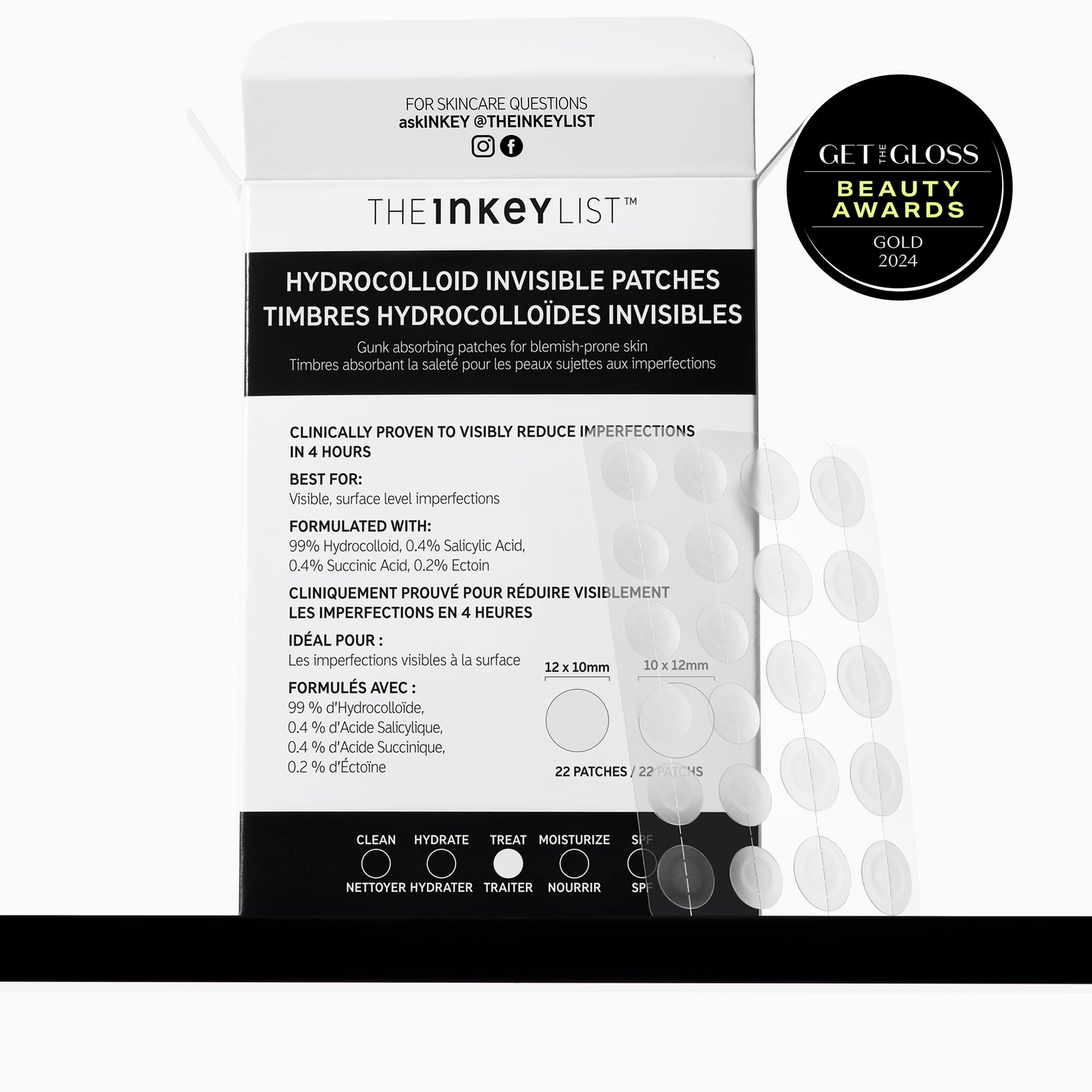 Hydrocolloid Invisible  Patches with get the gloss award label
