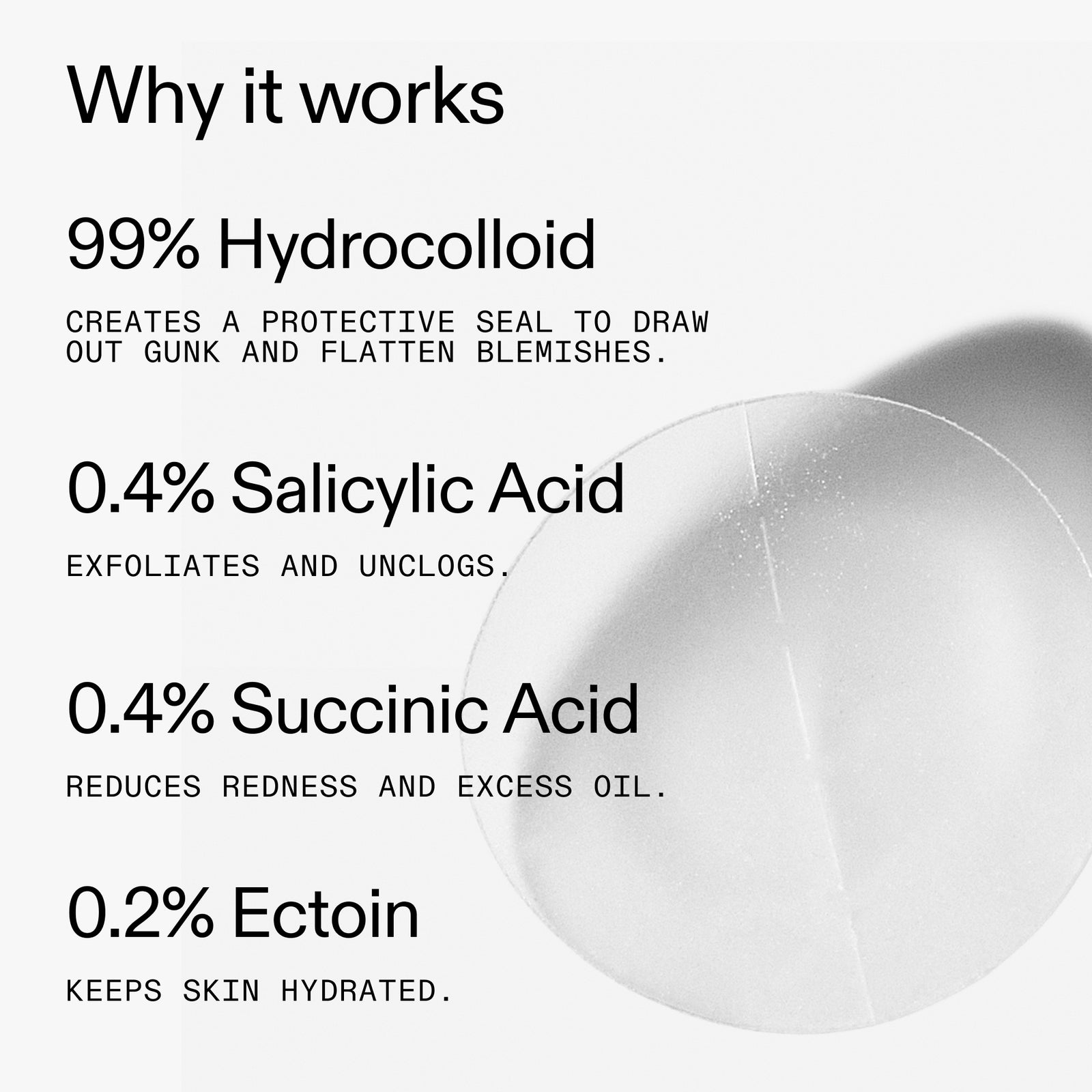 Ingredients in Hydrocolloid Invisible Patches
