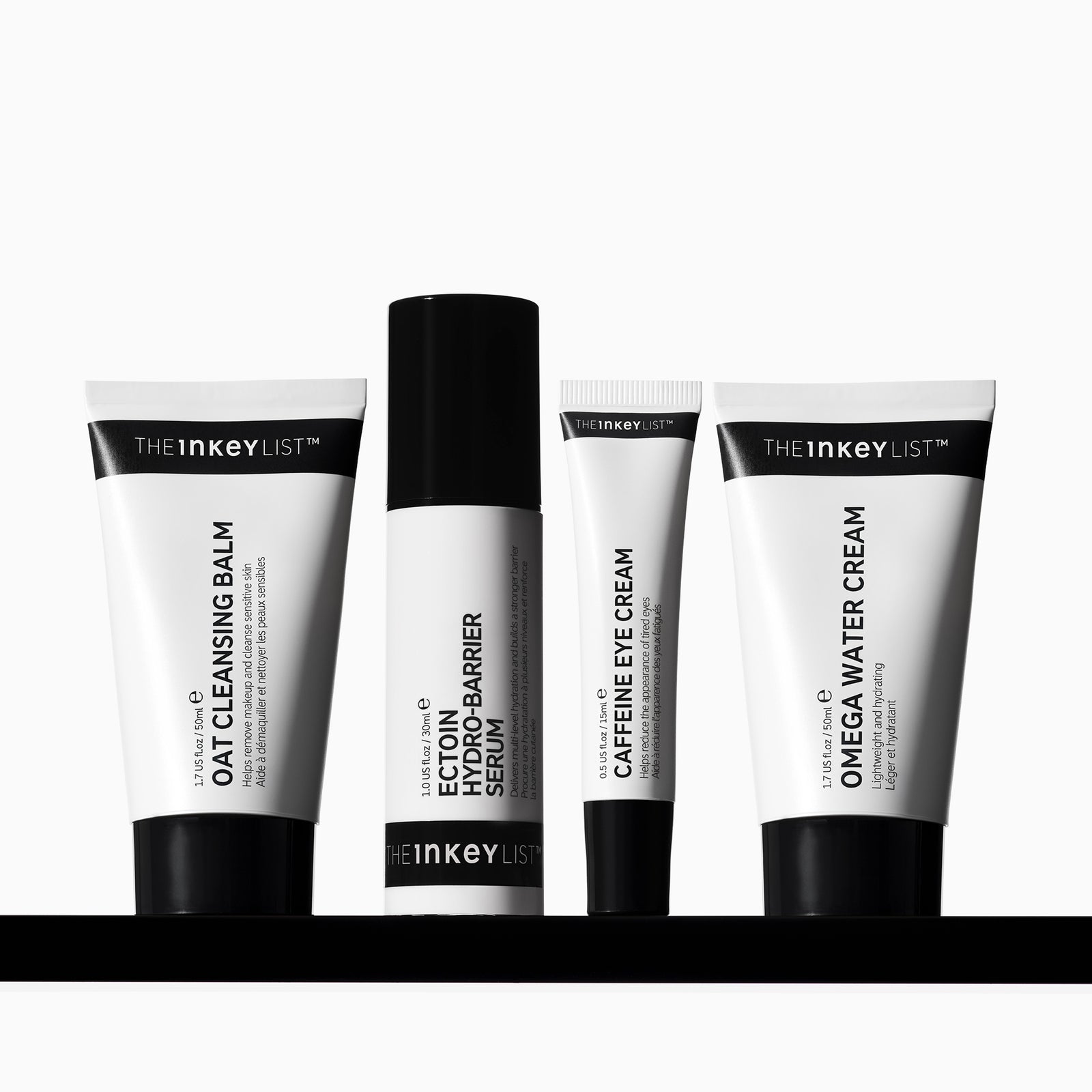 Four skincare products from The INKEY List on a white background