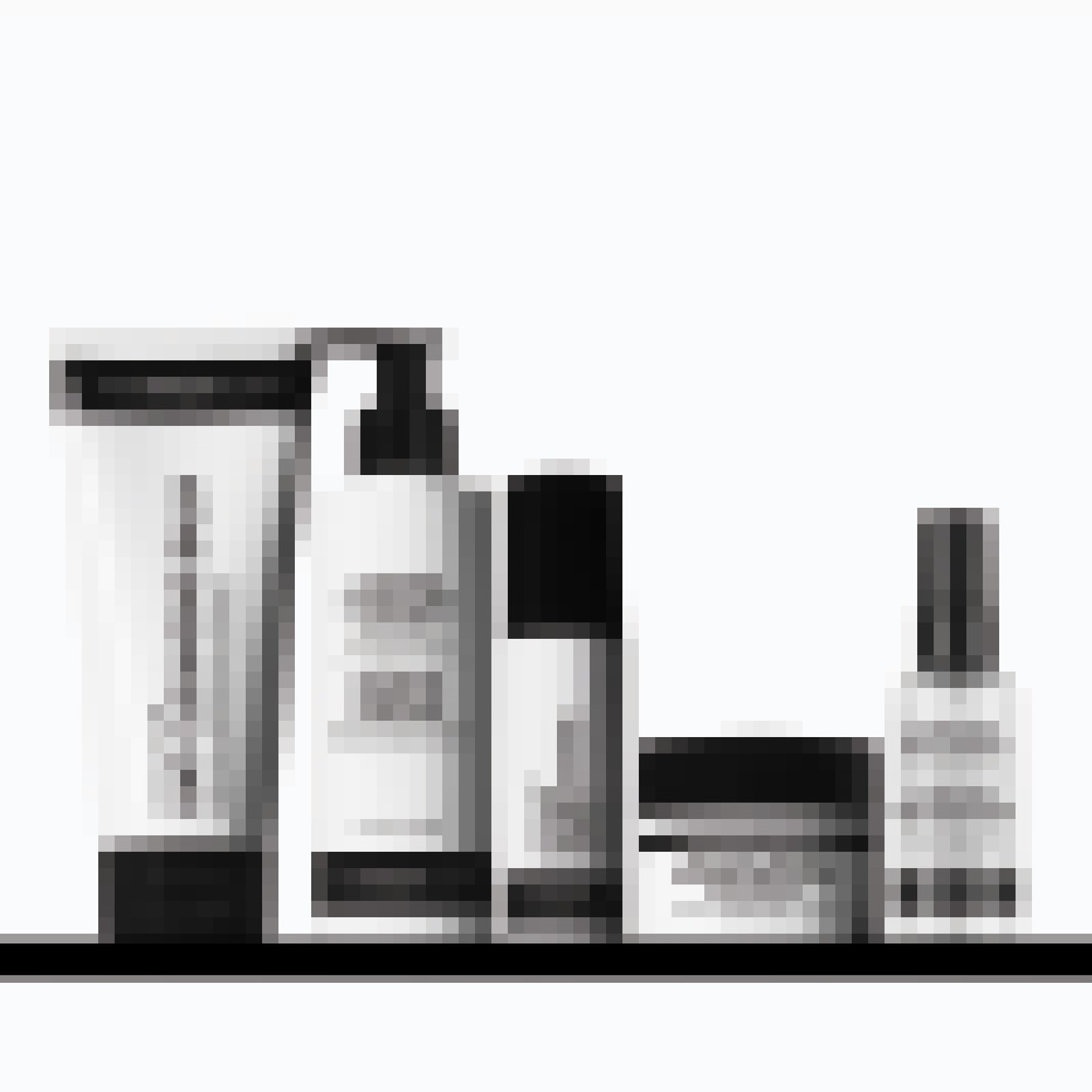 Secret products on a shelf but blurred out
