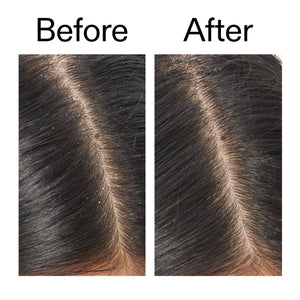 Before and after comparison of hair texture with 'Before' on the left and 'After' on the right.