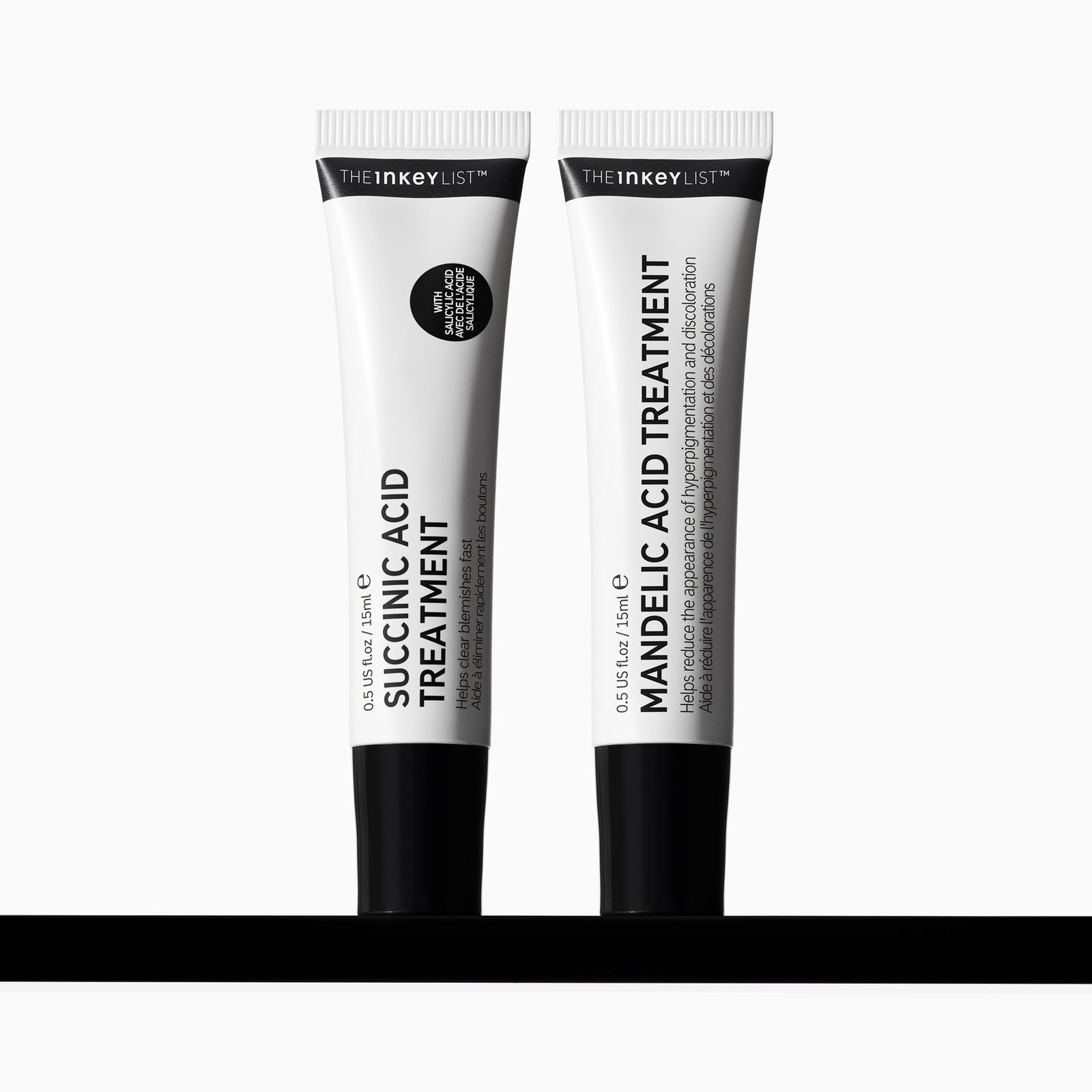 Two tubes of The Inkey List skincare treatment on a white background