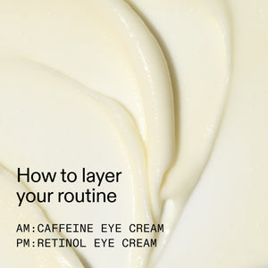 Close-up of cream with text overlay on a white background