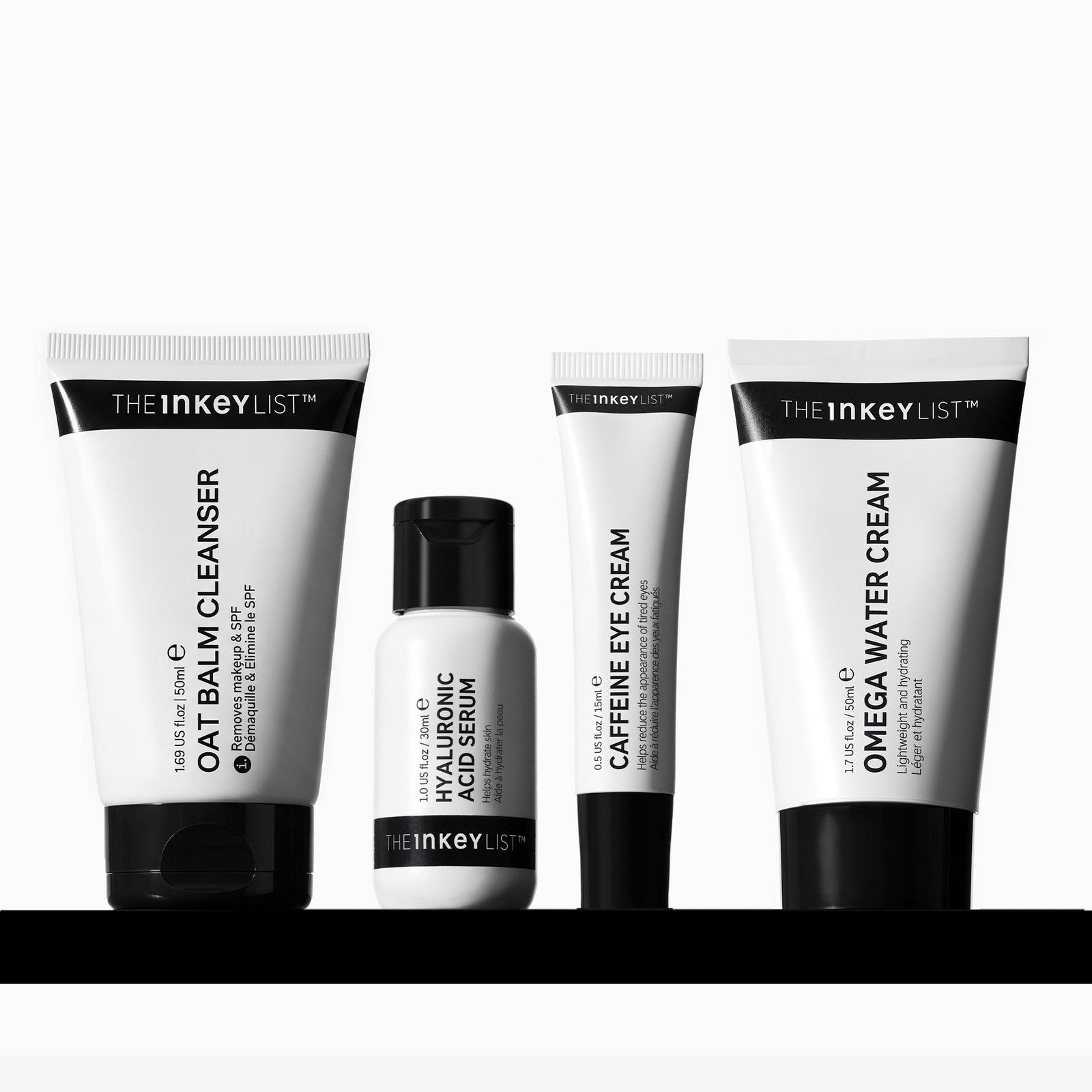 Set of The INKEY List skincare products on a white background