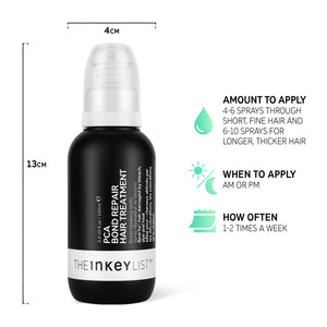 Infographic: Amount (4-6 sprays through short, fine hair and 6-10 sprays for longer, thicker hair), when (AM or PM) how often (1-2 times a week)