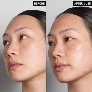 Before and after one use of Hyaluronic Acid Serum in skincare routine