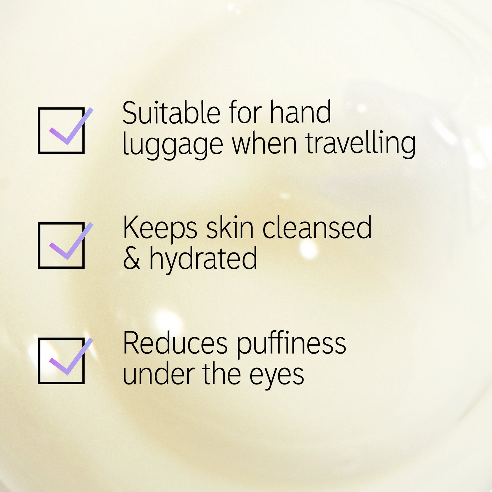 Travel Essentials Routine goop shot annotated with text listing the 3 main benefits